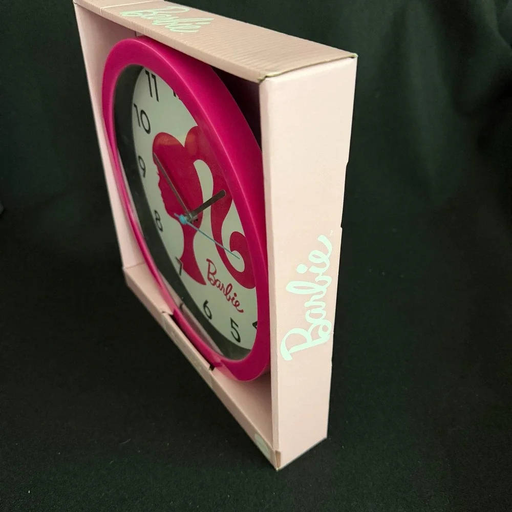 Barbie Wall Clock Hot Pink Analog Display Mattel Silhouette‎ Logo BAB1060BX NEW